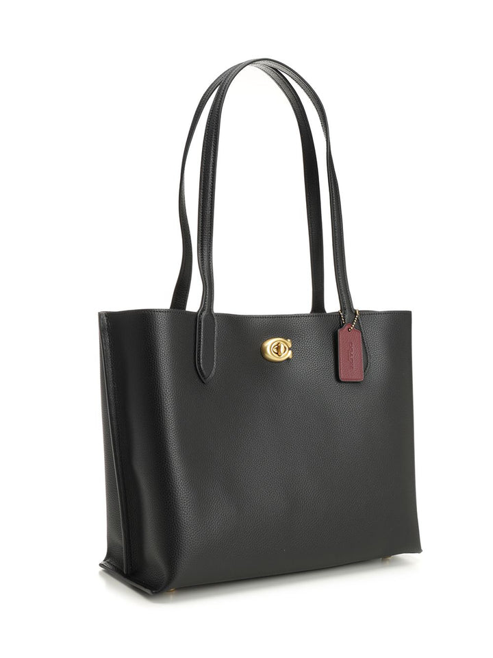 Coach Polished Pebble Leaather Willow Tote Shoulder Bags - Black | d2834a7e65edd2f5b4bc8510f4b5b3ba54d700e2