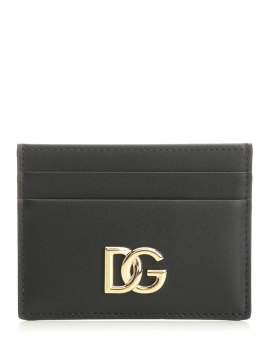 Leather Card Holder With Logo Small Leather Goods Black
