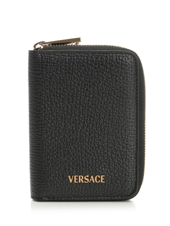 Versace Zip Around Leather Wallet Wallets - Black | 05e012aa7527dad4f16938e2aaf716576e27d816