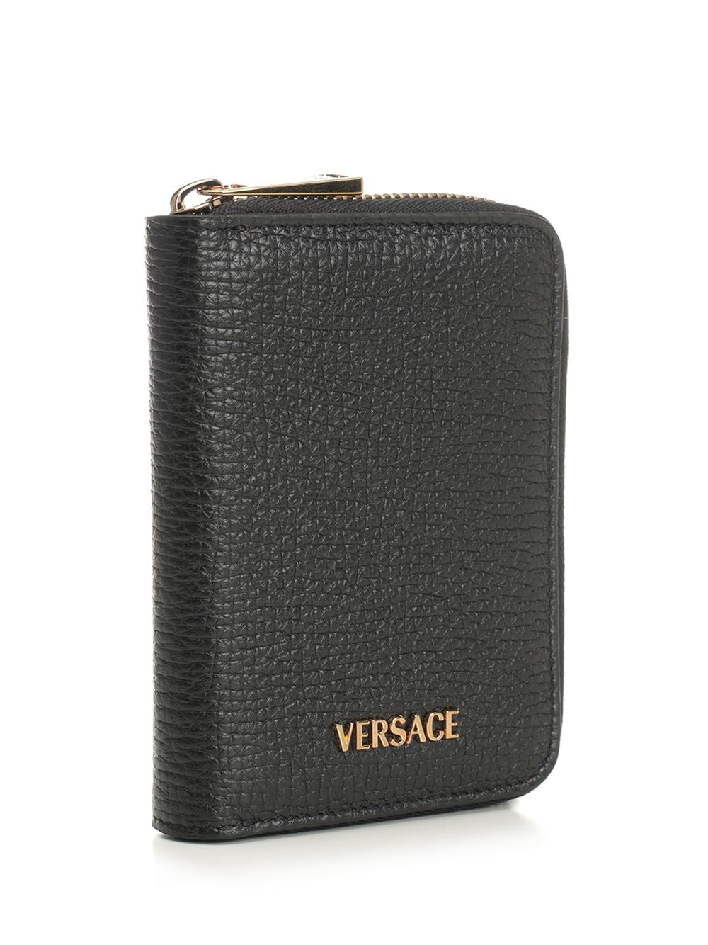 Versace Zip Around Leather Wallet Wallets - Black | 17325b99d2fa02e2c114cd6993a340123ae6d5cd