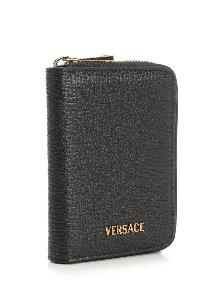 Versace Zip Around Leather Wallet Wallets - Black | 17325b99d2fa02e2c114cd6993a340123ae6d5cd