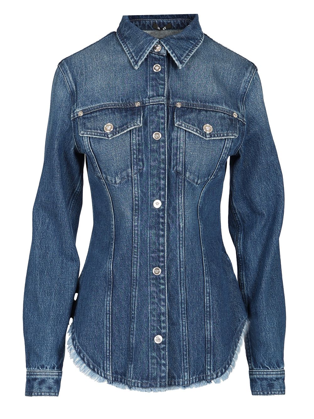 Versace The Long-Sleeved Fitted Shirt Casual - Blue | 2010848648eeb7d483cda59ed5ab3dacf3313f15