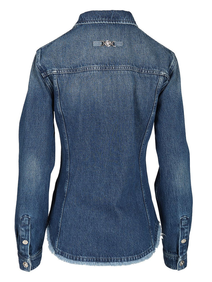 Versace The Long-Sleeved Fitted Shirt Casual - Blue | 15a08ccbcfe30a4dc1528ee72cb6bad09358ac33