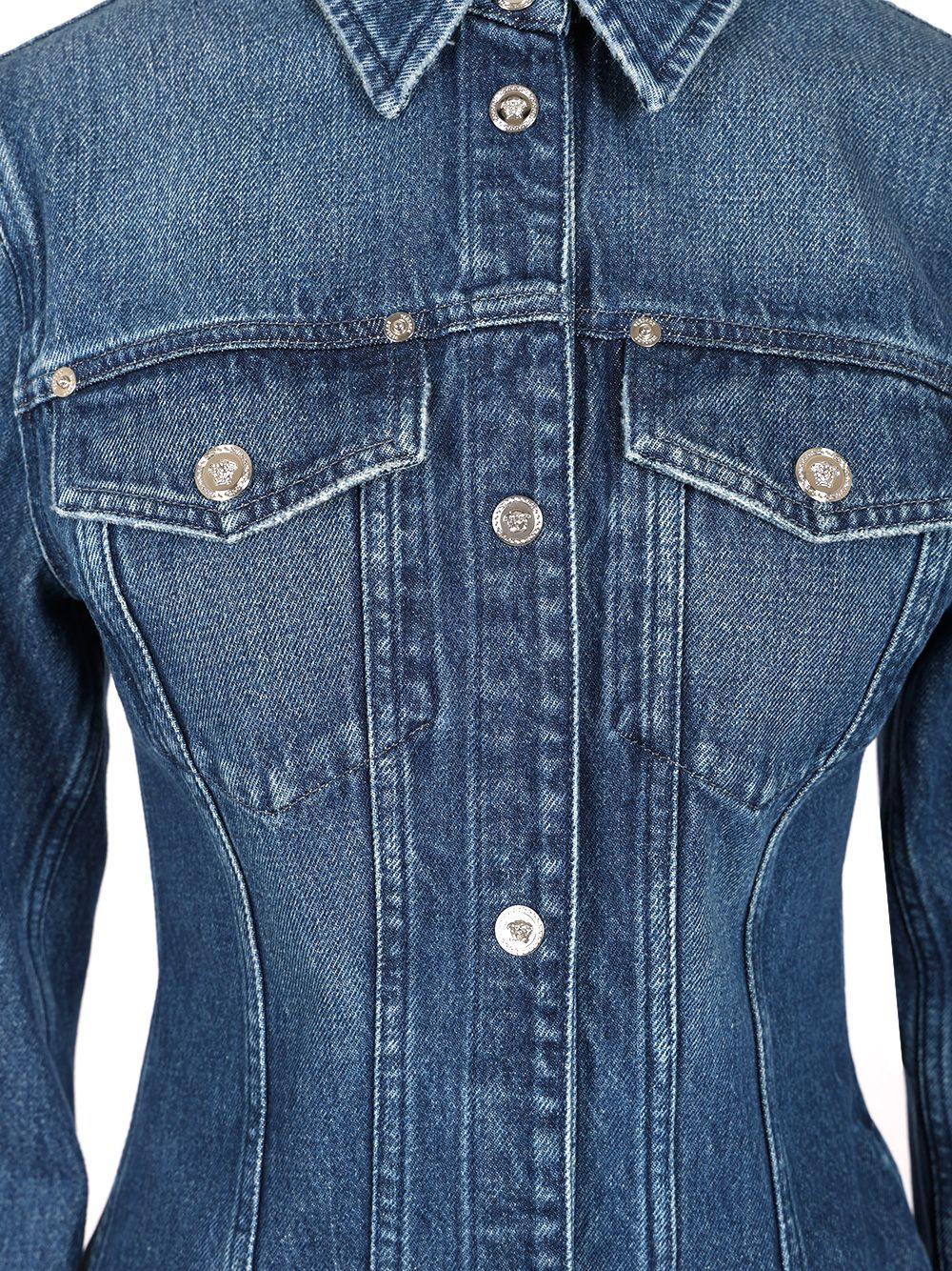 Versace The Long-Sleeved Fitted Shirt Casual - Blue | 6aa952d666045f8425f69b2cf2c71c50ec309b49