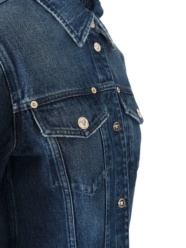 Versace The Long-Sleeved Fitted Shirt Casual - Blue | 213662a2d2b68b58fa9934b82621cfe4c60a8097