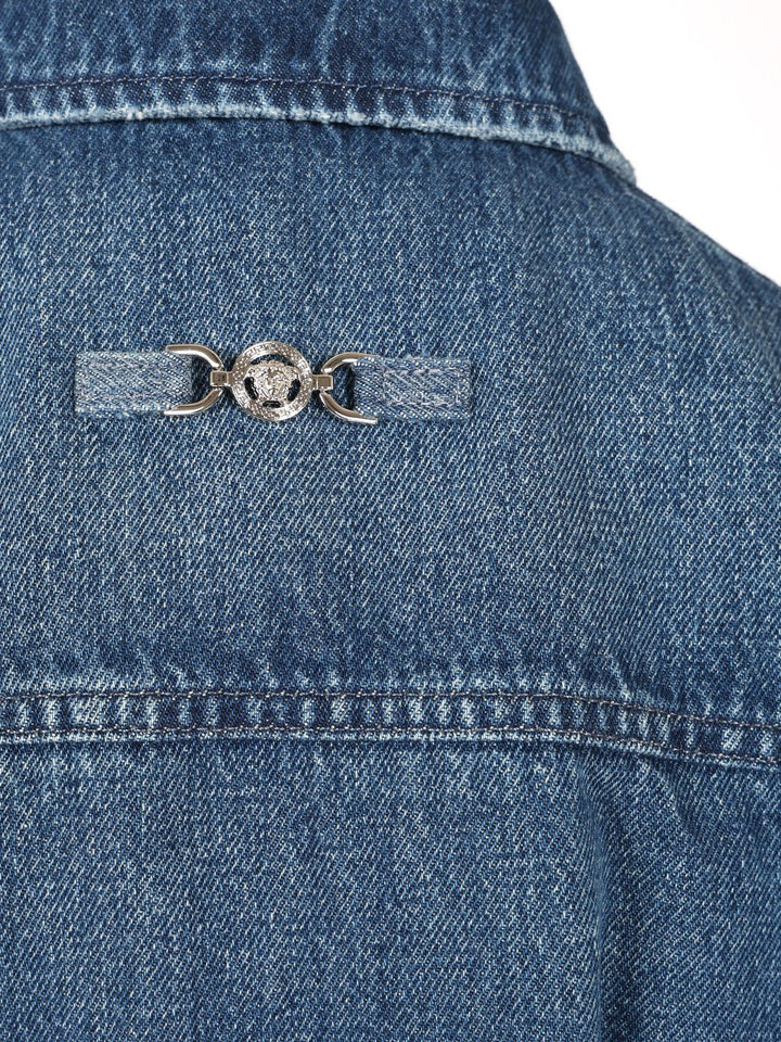Versace The Long-Sleeved Fitted Shirt Casual - Blue | beabf1a0a8c6b220c5f7f1ab6694fe75ee32b42a