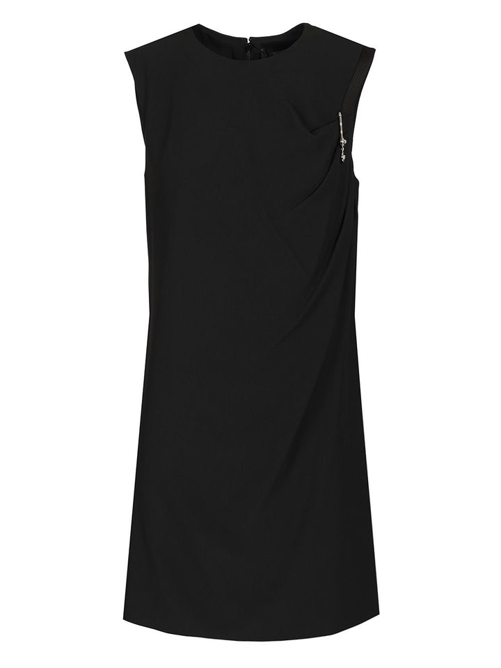 Versace Mini Dress In Satin With Safety Pin Dresses - Black | 694a80aed821eb2e4980cd79a7bbc31b9ccd9a8a