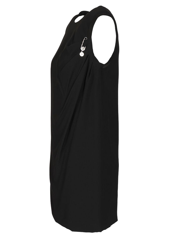 Versace Mini Dress In Satin With Safety Pin Dresses - Black | b379c408c5f6b523acdd3a4dac3c594884b04b6f