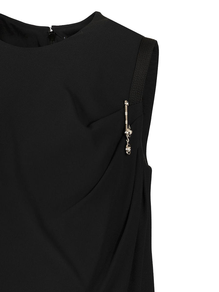 Versace Mini Dress In Satin With Safety Pin Dresses - Black | 49b2dc037a74e3ccf354446729c7f2262215139c