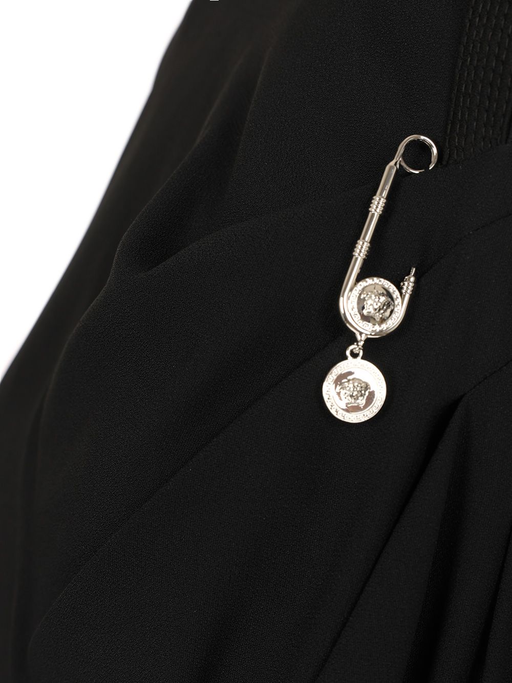 Versace Mini Dress In Satin With Safety Pin Dresses - Black | 4a6d4c4da272bcd8bc1c5c4f0e5002a30c36fb09