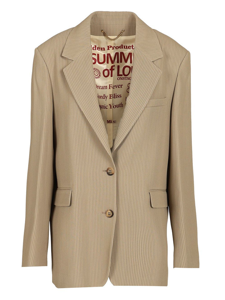 Golden Goose Deluxe Brand Single-Breasted Pinstriped Jacket Jackets - Beige | 9ab559740a67d86778179d51b4f30c698d8aa6cc