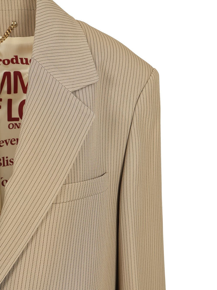 Golden Goose Deluxe Brand Single-Breasted Pinstriped Jacket Jackets - Beige | f553295e37d56508255c5ae697d61d3aac3774a0