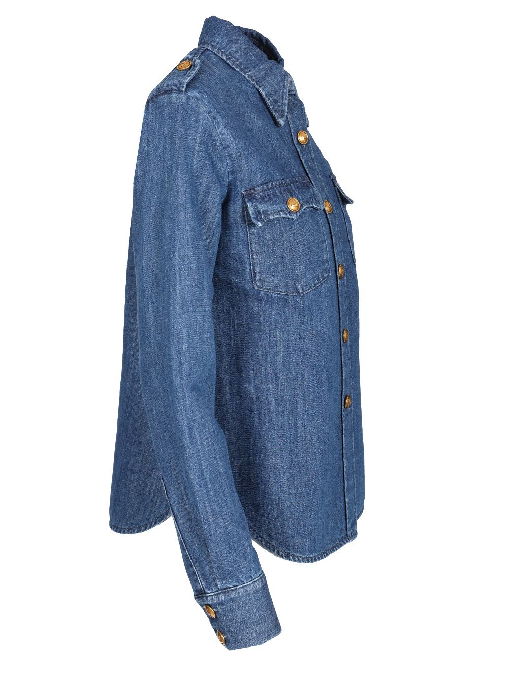 Valentino Garavani Slim Fit Military Style Shirt Casual - Blue | adbb4f1da56562a66a17e063b1a5768ddeb58693
