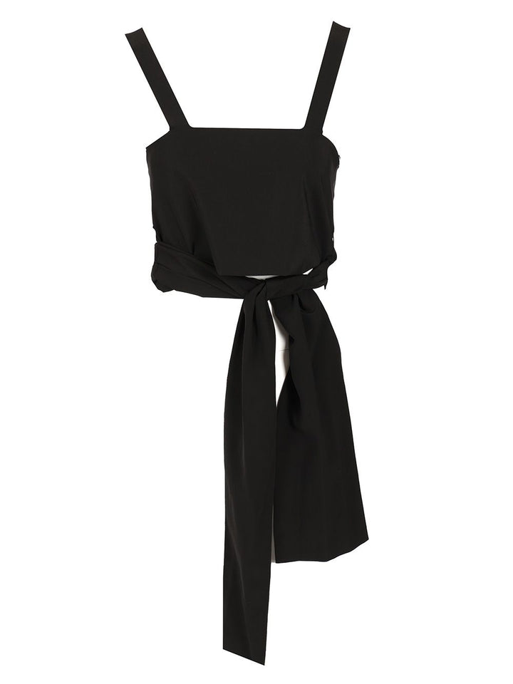 Chloe' Silk Crop Top Tops - Black | e951b58af1ee4533a5ee8a87d796096aac0e7211