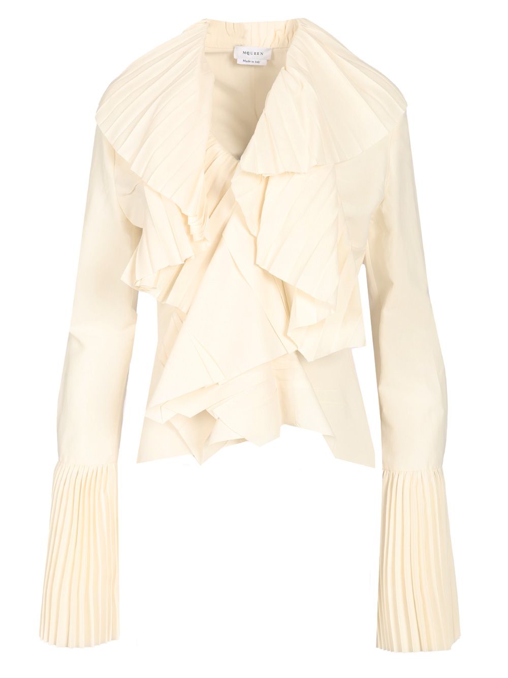 Mcqueen Pleated Blouse With Ruffles Shirts - White | 7ca52fddb4a279221c0e999da4c7f5b4ed28f2ba
