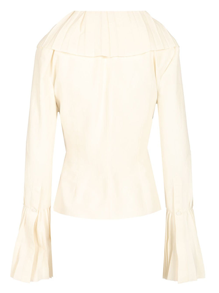 Mcqueen Pleated Blouse With Ruffles Shirts - White | 24d4c639abdc7350fd71931b250a93d6c0a54f40
