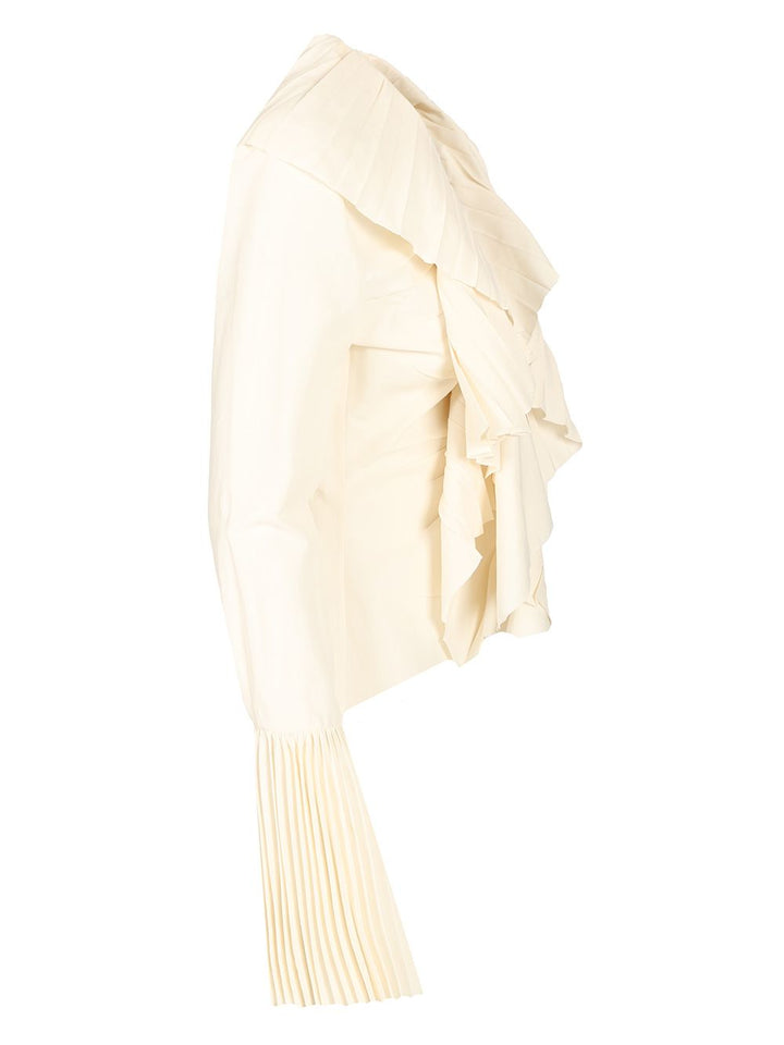 Mcqueen Pleated Blouse With Ruffles Shirts - White | 84c41789730193cb475f4d31bf6bb1cbf8193342