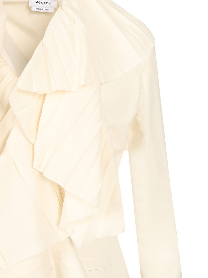 Mcqueen Pleated Blouse With Ruffles Shirts - White | 9389c5852c17d2258bcaea5f2ab432db97cbc597