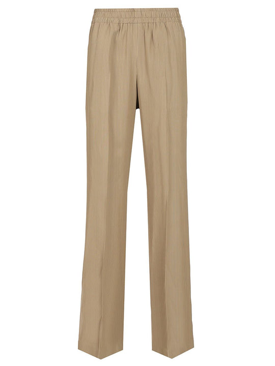 Beige Pinstriped Trousers Beige