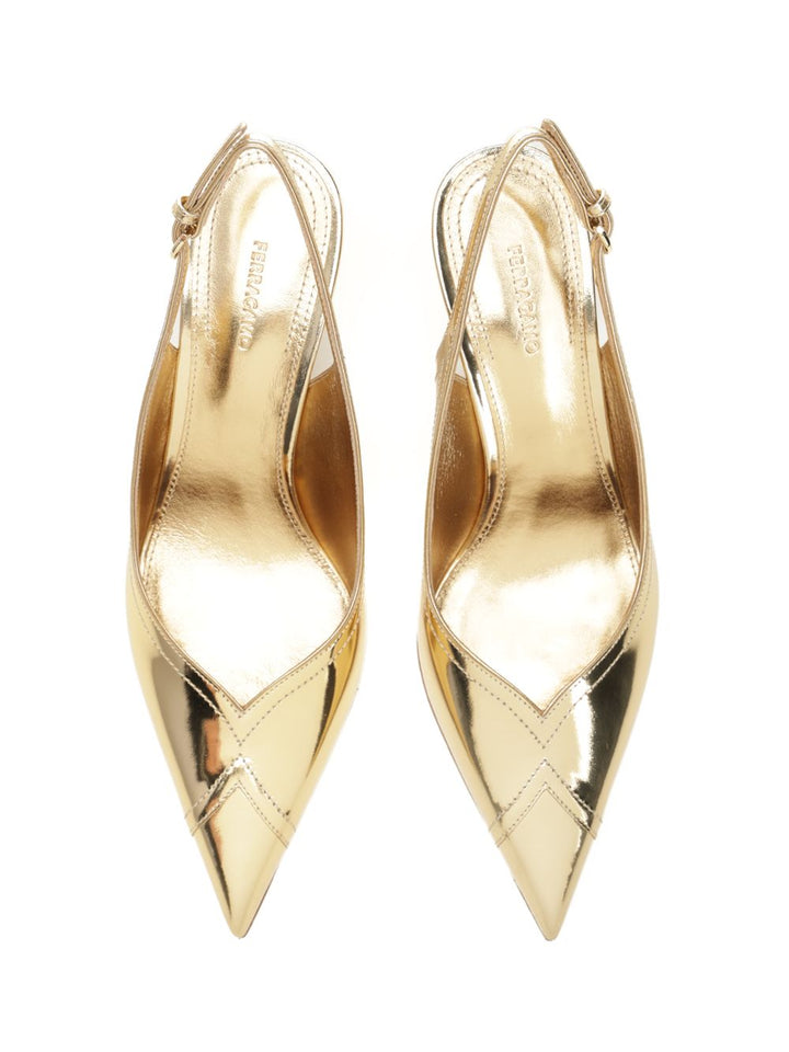 Ferragamo Laminated Leather Slingback Scarpe basse - Gold | f0386692bc429047e3dc2738f5dbfe758376c61e