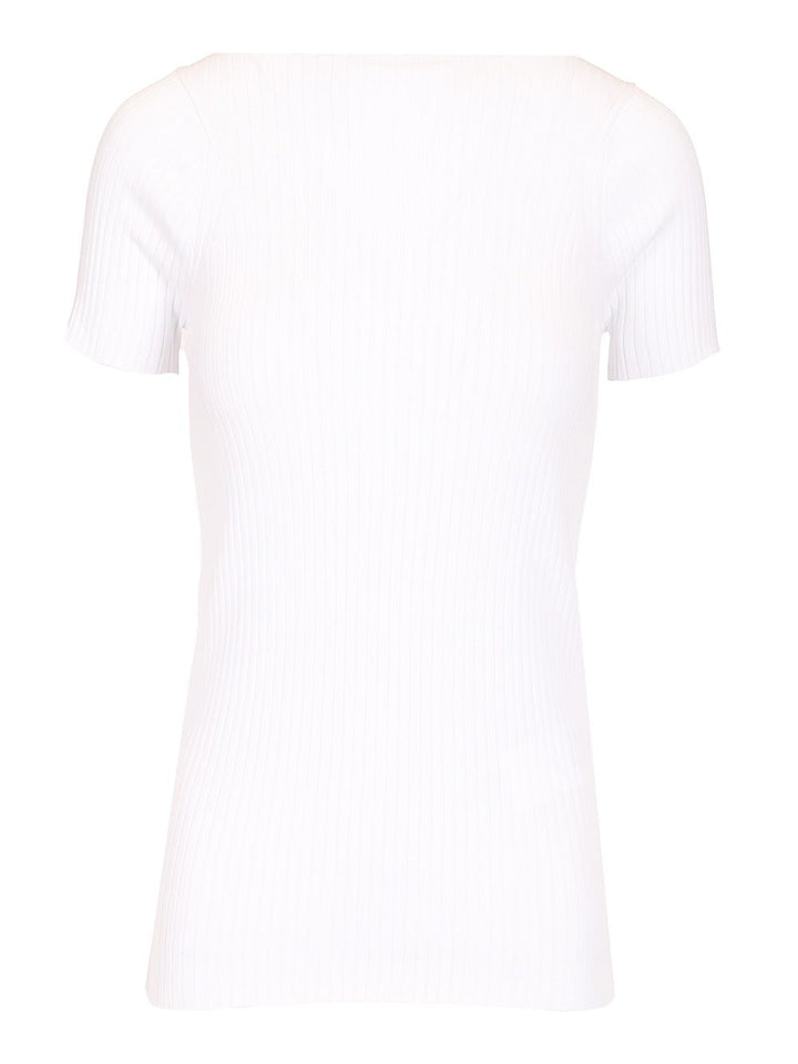 Sportmax Ribbed Cotton T-Shirt Tops - White | a83168e817ddf2badf354e36b90b2b15bd2daa10