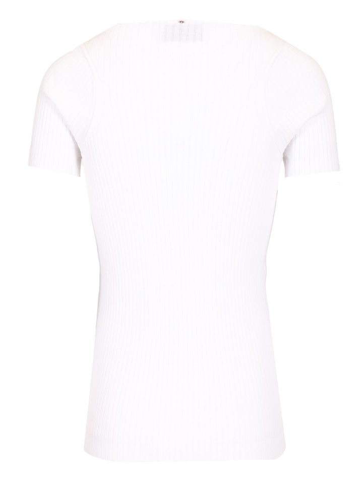 Sportmax Ribbed Cotton T-Shirt Tops - White | 07596dd985b7ca414476ea568a92b7e4bbd9450e