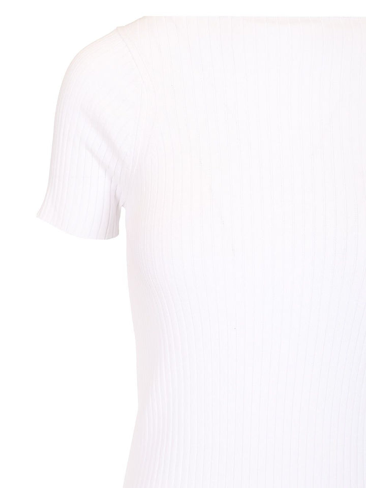 Sportmax Ribbed Cotton T-Shirt Tops - White | ecbcc552c305439227dd6d77799e0ba0f91d2e07