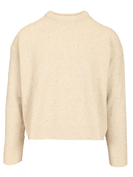 Crewneck Sweater In Recycled Cotton Knitwear White