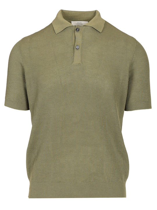 Ribbed Polo Shirt Green