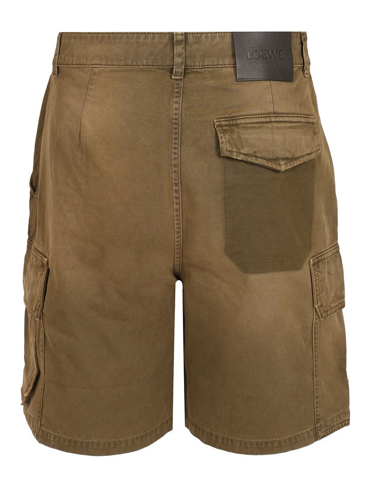 Loewe Cotton Twill Shorts Trousers - Green | 66b24255b372b374e473ae16968abbbf8d4044dc