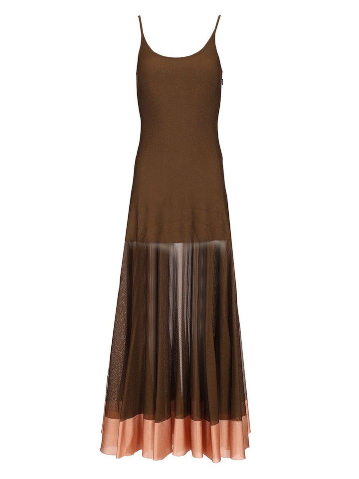 Fendi Long Viscose Dress Dresses - Brown | 1608cb2c22faa0569f132d5918b48ad9b88e93b4