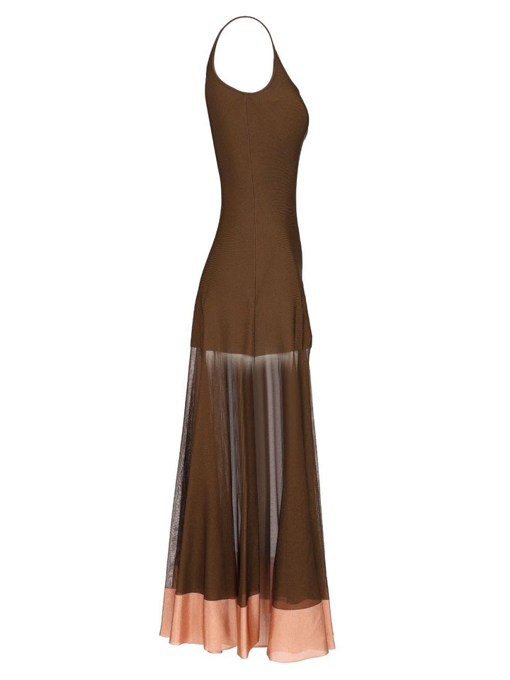 Fendi Long Viscose Dress Dresses - Brown | c18b4b846736c3711cc5b3669937332bd48d671e