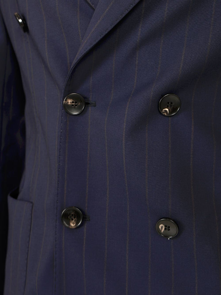Guarinucci Double-Breasted Pinstriped Suit Dresses - Blue | 5308b74fce62cc12eb2cd1111cc319d3a283c187
