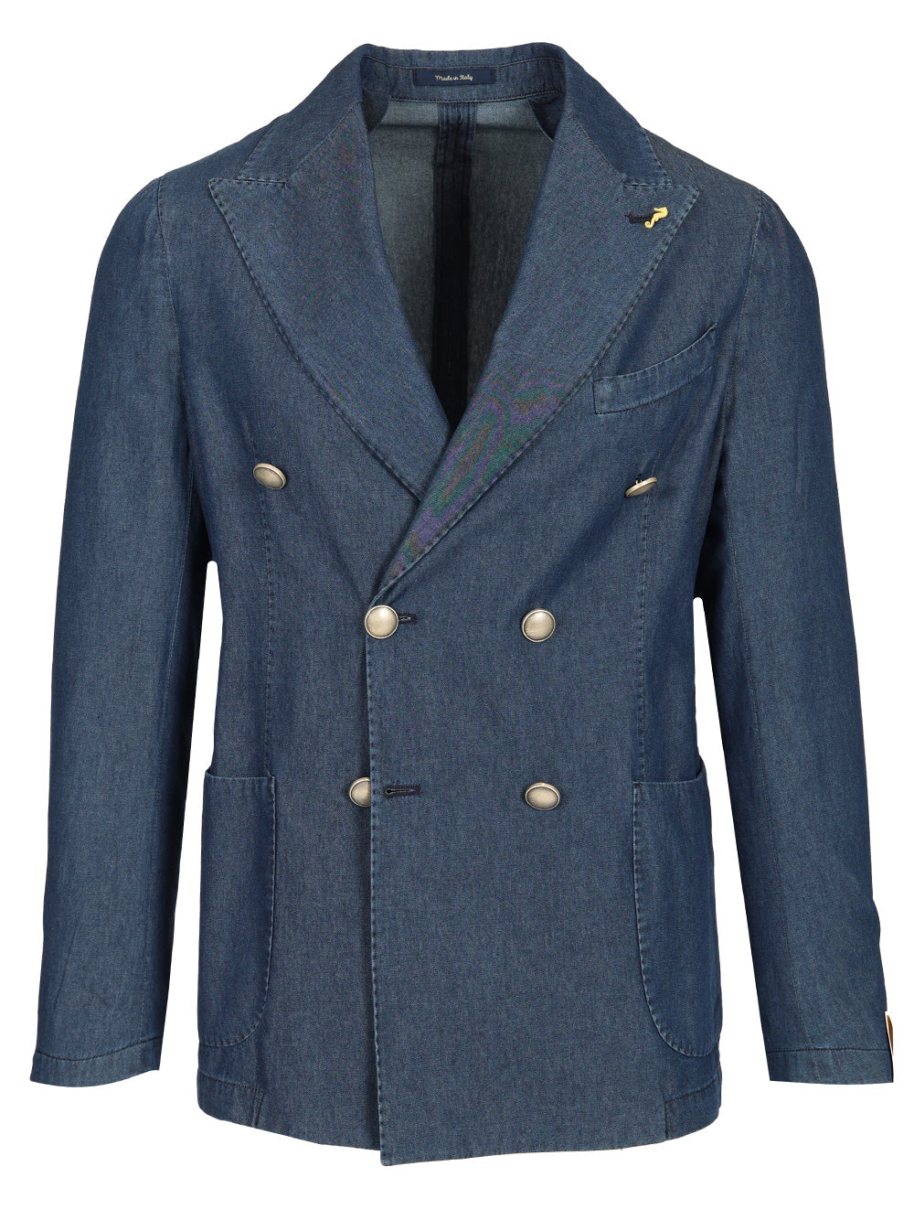 Guarinucci Double-Breasted Blazer In Washed Denim Jackets - Blue | b33c12363f1e826424fccdd98f3d64dd3a5629b1