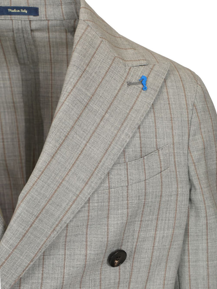 Guarinucci Double-Breasted Pinstriped Suit Dresses - Grey | 6061bfe8b9879600d9e5d734780075e84fd4a8bf