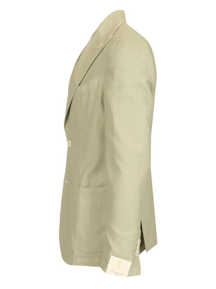 Guarinucci Cotton Linen Blazer Jackets - Green | de8e6ab67c32314025442319f62e76d18a003672