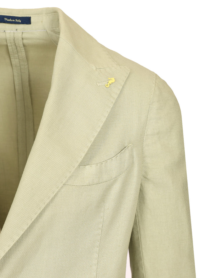 Guarinucci Cotton Linen Blazer Jackets - Green | 03a12c7264805df5df827f1251f34684a269714f