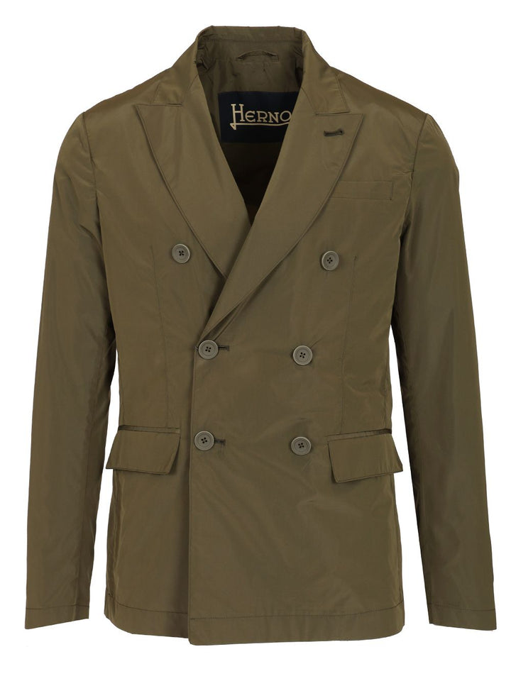 Herno Double Breasted Blazer Jackets - Green | 8cc338622b8e6c730ddb8684cf5dc2e8329b6c56