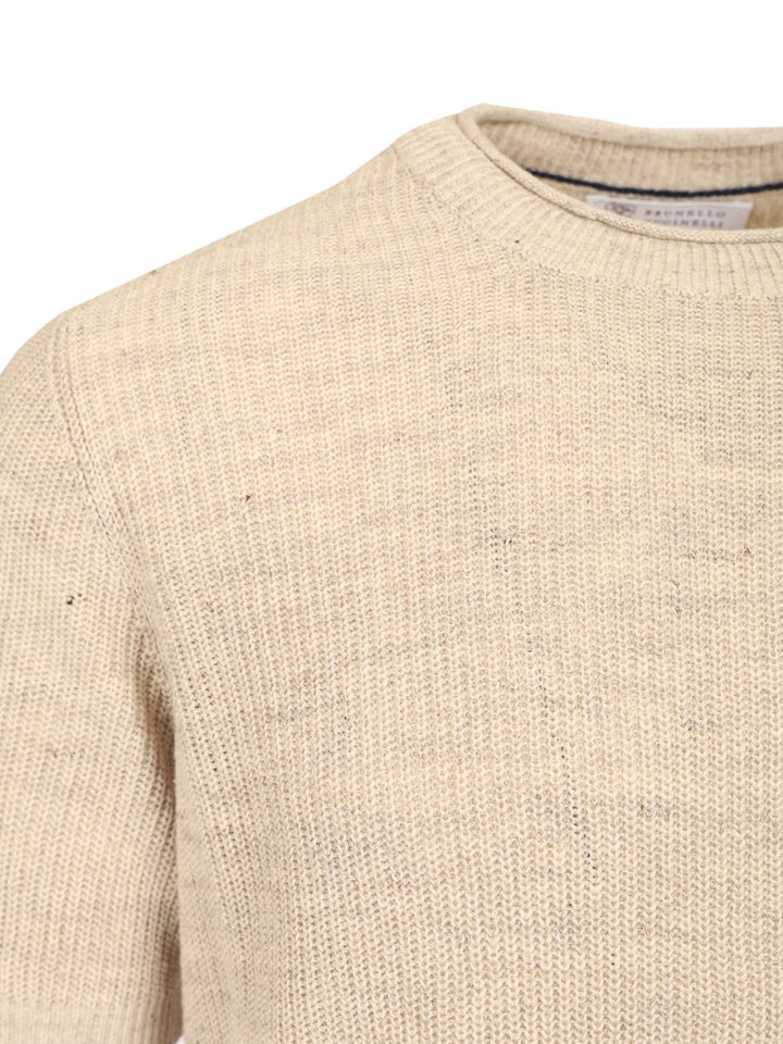 Brunello Cucinelli Linen And Cotton Crew Neck Sweater Knitwear - Beige | 04254c58ad39e9241d45a3a8a7458d80dd80cffc