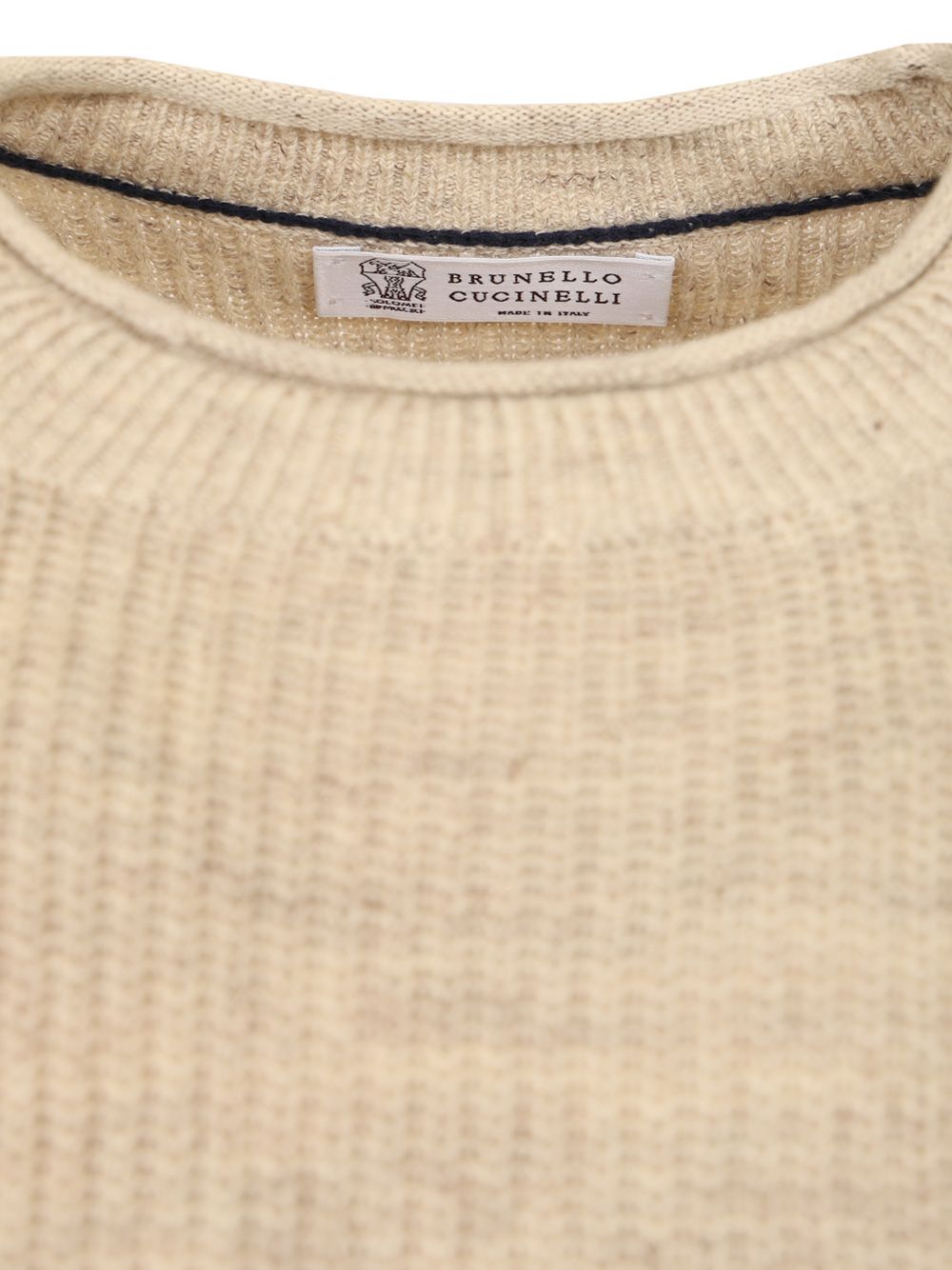 Brunello Cucinelli Linen And Cotton Crew Neck Sweater Knitwear - Beige | 6c5ae77883b18f45f33d5c29fce6711ab3cb6971