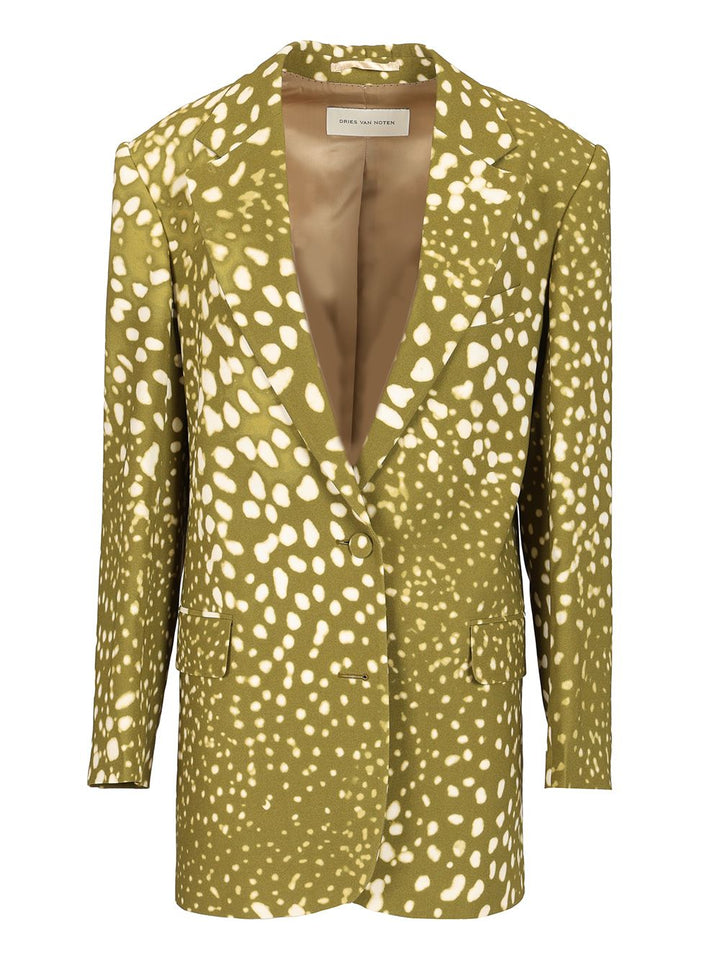 Dries Van Noten Printed Crepe Blazer Jackets - Green | b3ccecbc05f430ca2880463f02840ffe4a9d1e2c
