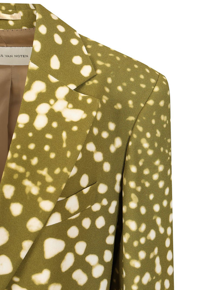 Dries Van Noten Printed Crepe Blazer Jackets - Green | de9410805fd7502d2bb49ffbff5f96b4d2723dc9