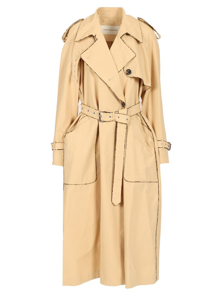 Dries Van Noten Cotton Gabardine Trench Coat Coats - Beige | 3157fc85fefb8fbc5a48b014daed8c64ee2ae667
