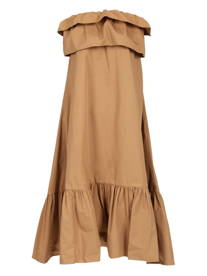 Saint Laurent Flounced Bustier Maxi Dress Dresses - Brown | ff54312758fb55cc7e16f5a3f883e0a778e78f2d
