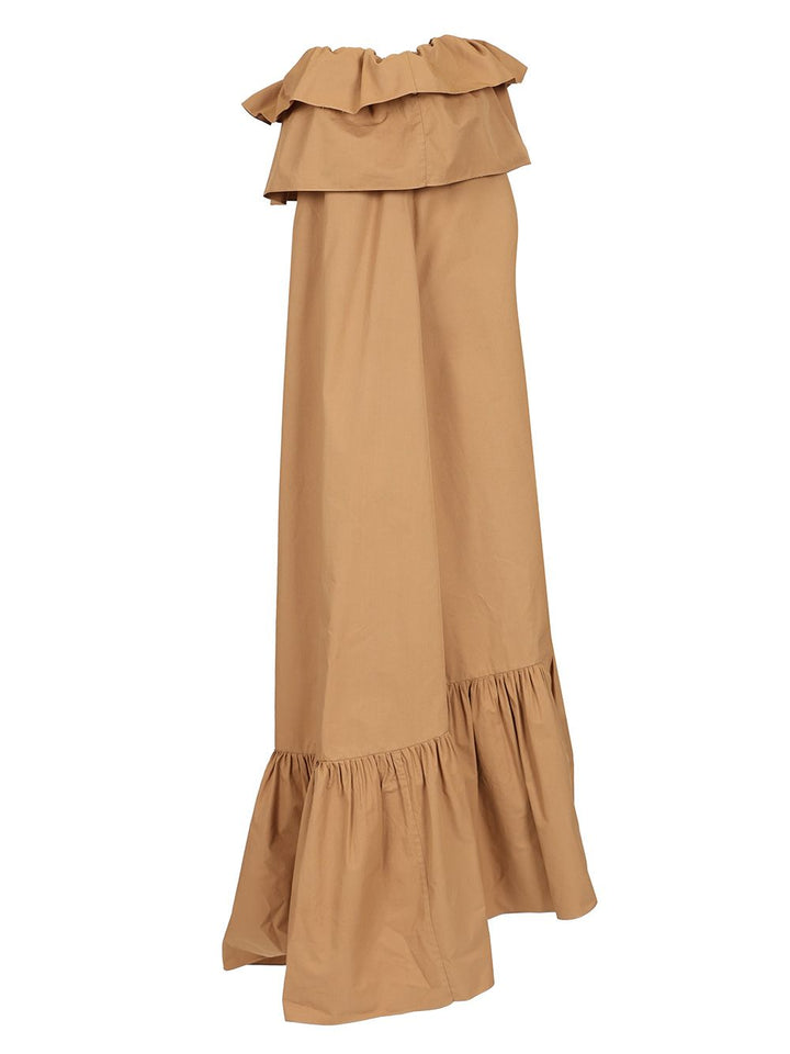 Saint Laurent Flounced Bustier Maxi Dress Dresses - Brown | 0768fffb19952951a386c74e49ea3890c6ca4ad0