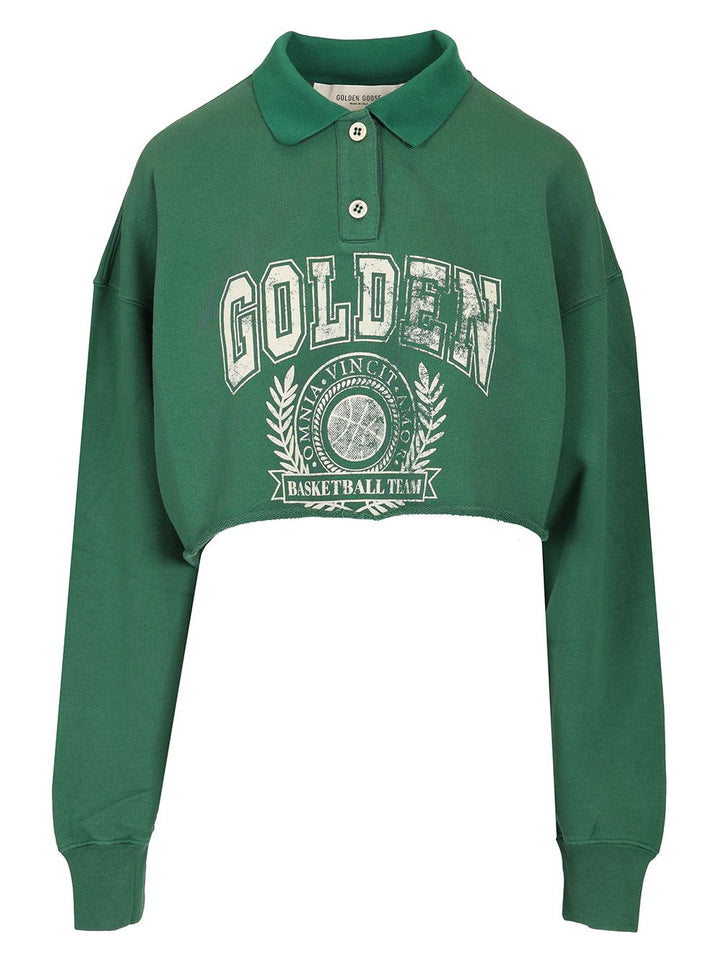 Golden Goose Deluxe Brand Cropped Polo Sweatshirt Polo shirt - Green | d31414fadeb53c020c4fe2904c421b80b783b21e