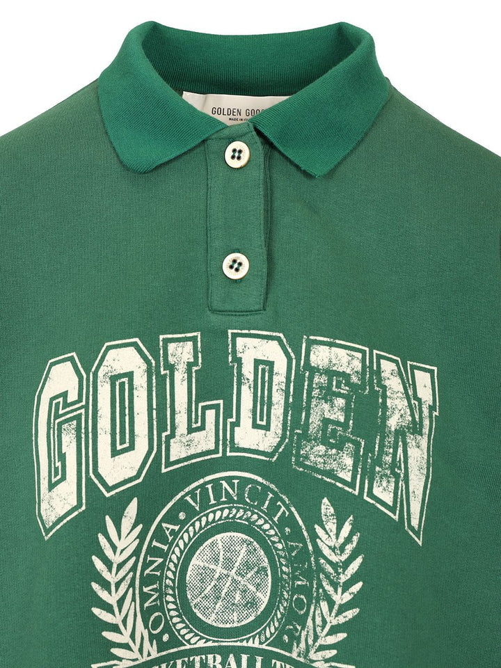 Golden Goose Deluxe Brand Cropped Polo Sweatshirt Polo shirt - Green | 7aaeb33fdb40cadedb1133a20092787516ae31a6