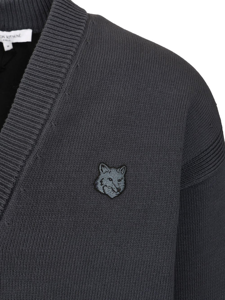 Maison KitsunÉ Cotton Cardigan With Logo Knitwear - Blue | b4b15b9fd5c01751887acc858e0364959a367f31