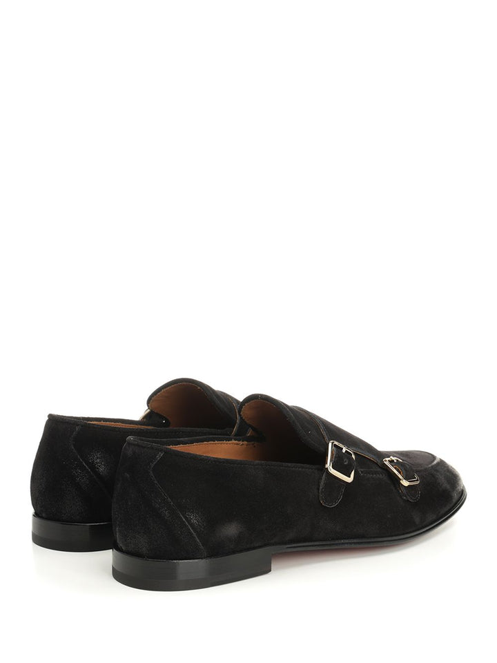 Corvari Black Suede Double Buckle Moccasin Loafers - Black | 20bc6239f3874afb9786d089beb972575352cd1c