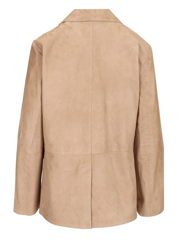 'S Max Mara Single-Breasted Suede Jacket Jackets - Beige | 39878f0e7154c5e868f9866c968330cf38e0ffa7